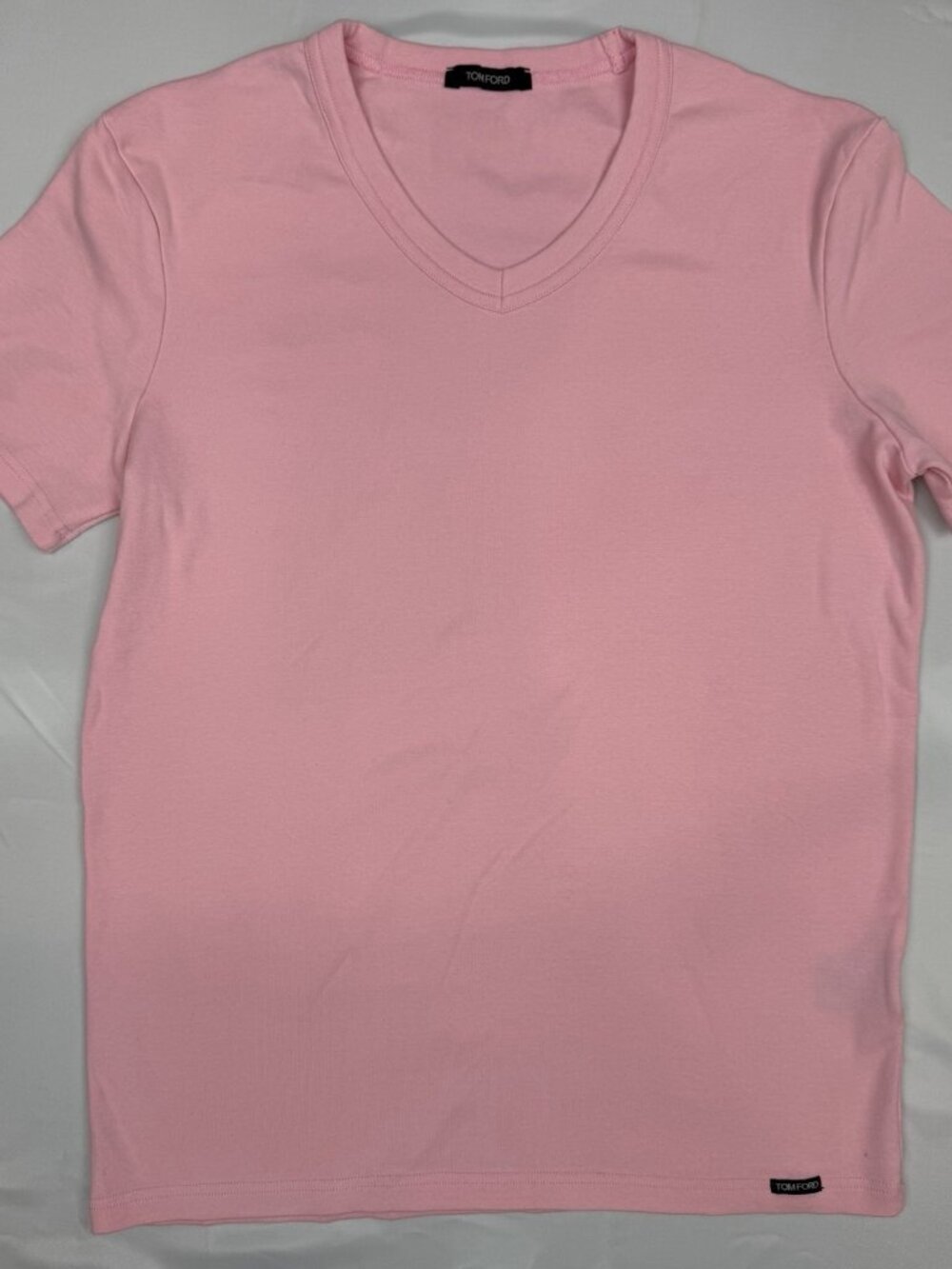 TOM FORD Pink V-Neck Short Sleeve Unisex T-Shirt - Cotton Blend - Logo - Size M - Picture 9 of 13